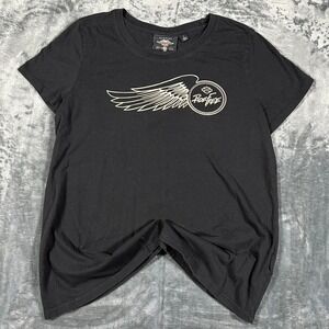 Y2K Harley Davidson Women's Ride Free Black Graphic Shirt - size XL